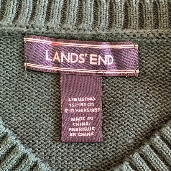Boy’s size 12 Lands’ End green V-neck sweater-perfect for family pictures - Picture 3 of 5